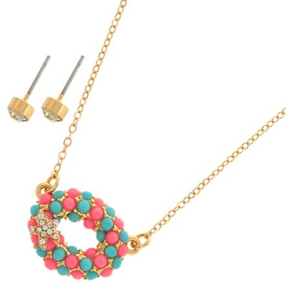 STARFISH SEA LIFE DELICATE GOLD TONE BLUE & CORAL - Picture 1 of 1